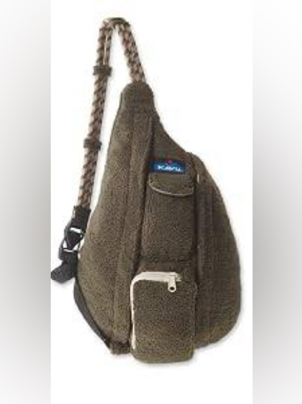 KAVU Men's Sherpa Fleece Rope Bag Backpack in Dark Green